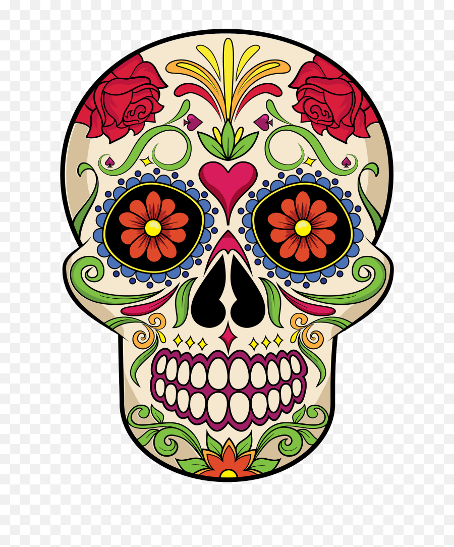 Sugar Skull Clipart - Sugar Skull Vector File Free Png,Skull Transparent