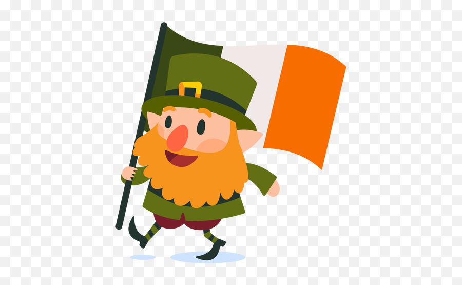 Leprechaun Carrying Irish Flag Cartoon - Duende Irlandes Png,Irish Png