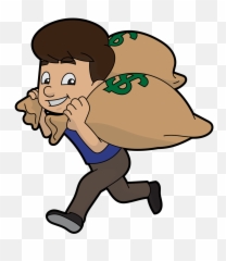 Cartoon Guy Runs Away With Bags Of - Man Money png