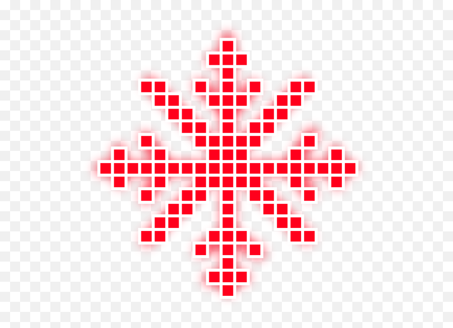 Neon Snow Snowflakes Christmas Snowflake Pixel Red Wint Png