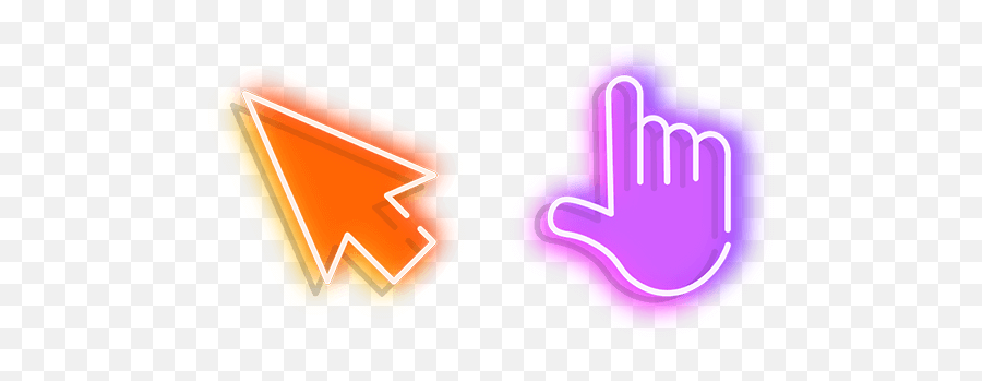 Arrow And Purple Hand Neon Cursor - Sign Png,Orange Arrow Png