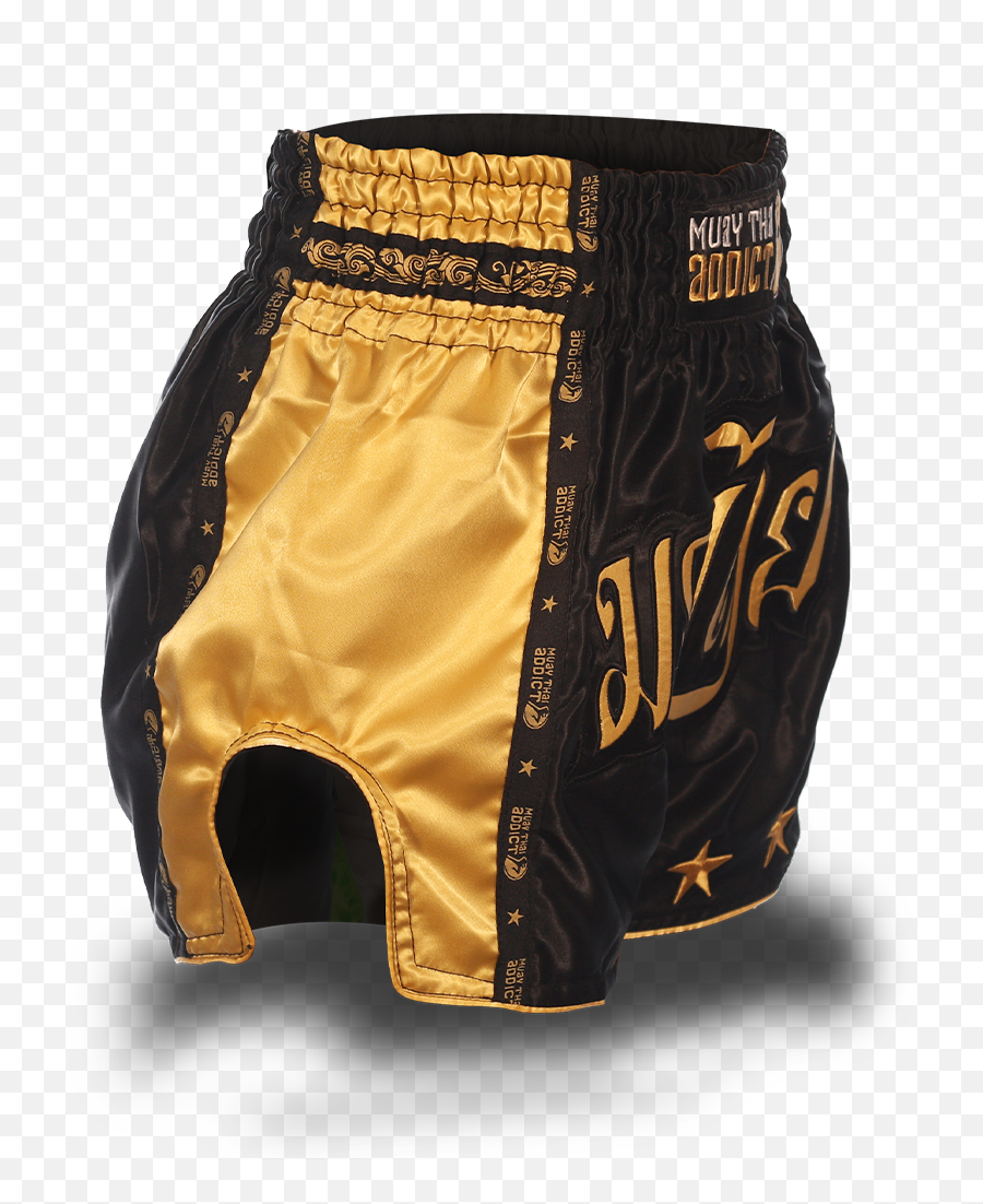 Gold Stars Png - Black And Gold Single Panel Stars Muay Thai Boxing Trunks,Gold Stars Png