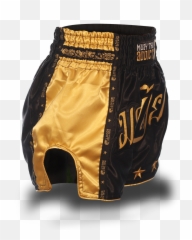 Gold Stars Png - Black And Gold Single Panel Stars Muay Thai Boxing Trunks