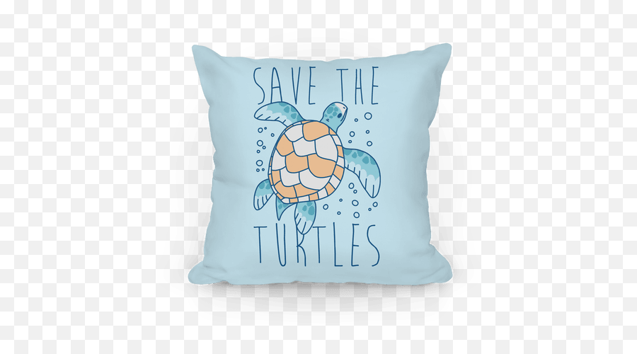 Save The Turtles Throw Pillow Lookhuman - Save The Turtles Pillow Png,Cute Turtle Png