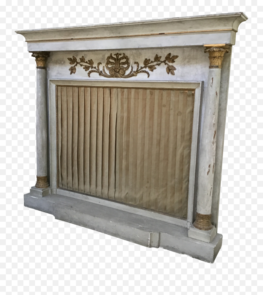 Fireplace Frame In White Painted Wood - Cupboard Png,Gold Trim Png