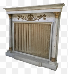 Fireplace Frame In White Painted Wood - Cupboard Png,Gold Trim Png