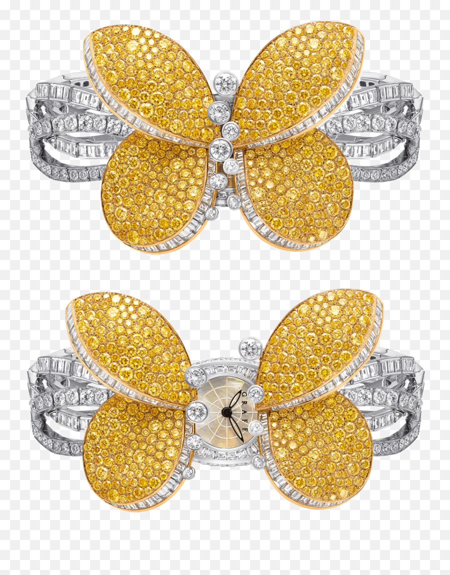 Download A Graff Ladiesu0027 Princess Butterfly Watch Set With - Graff Png,Yellow Butterfly Png