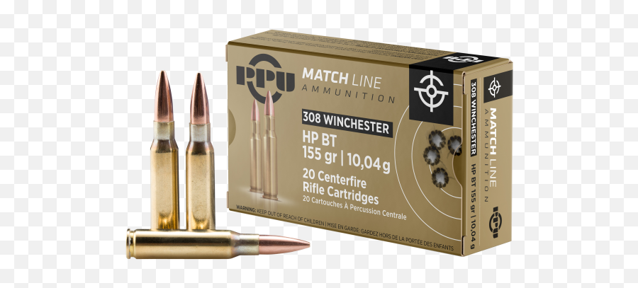 Ppu Ppm3081 Match 308 Win762 Nato 155 Gr Hollow Point Boat - Match Line 8mm Mauser Png,Bullet Belt Png