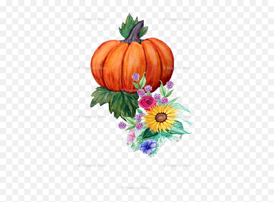 Watercolor Fall Floral Wallpaper - Watercolor Pumpkin Png Transparent,Pumpkins Png