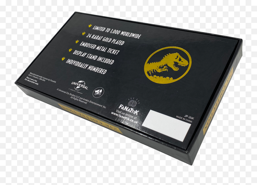 Fanattik Debuts 24k Gold Jurassic Park - Jurassic Park Gold Ticket Png,Gold Ticket Logos