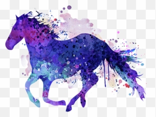 Running Horse Watercolor Silhouette Beach Towel - Watercolor Horse Art Png,Horse Running Png