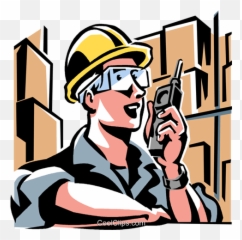 Worker Talking - Talkie Royalty Free Vector Clip Walkie Talkie Free Clip Art Png,Walkie Talkie Png