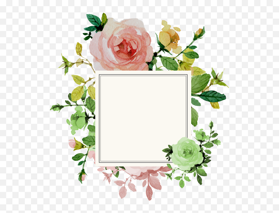 Invitation Border Flower Wedding Png - Flower Frame Clipart Border,Cartoon Rose Png