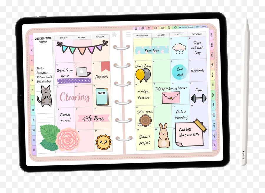 Digital Daily Planner Calendar - Digital Planner Stickers Png,Day Planner Icon