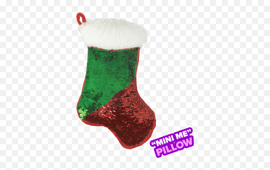 Mini Red And Green Stocking Reversible Sequin Pillow - Flip Sequin Xmas Sock Png,Stocking Png