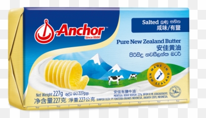 Anchor Salted Pure New Zealand Butter 227g - Anchor Unsalted Butter 227g Png,Butters Png