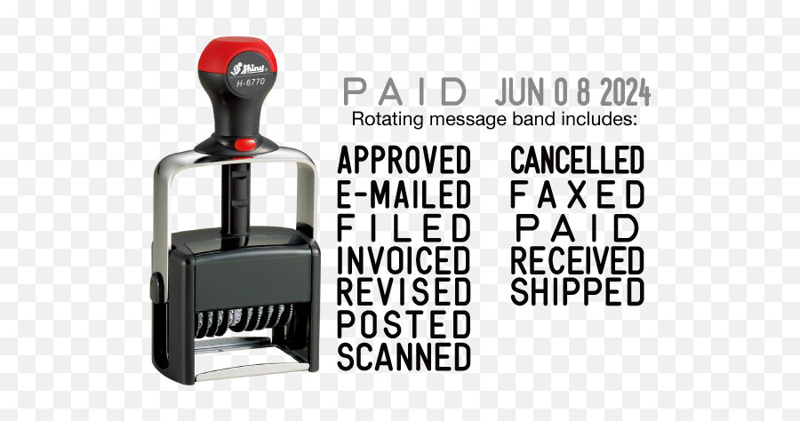 Shiny Heavy Metal Self - Inking Date Stamps Vertical Png,Paid Stamp Png