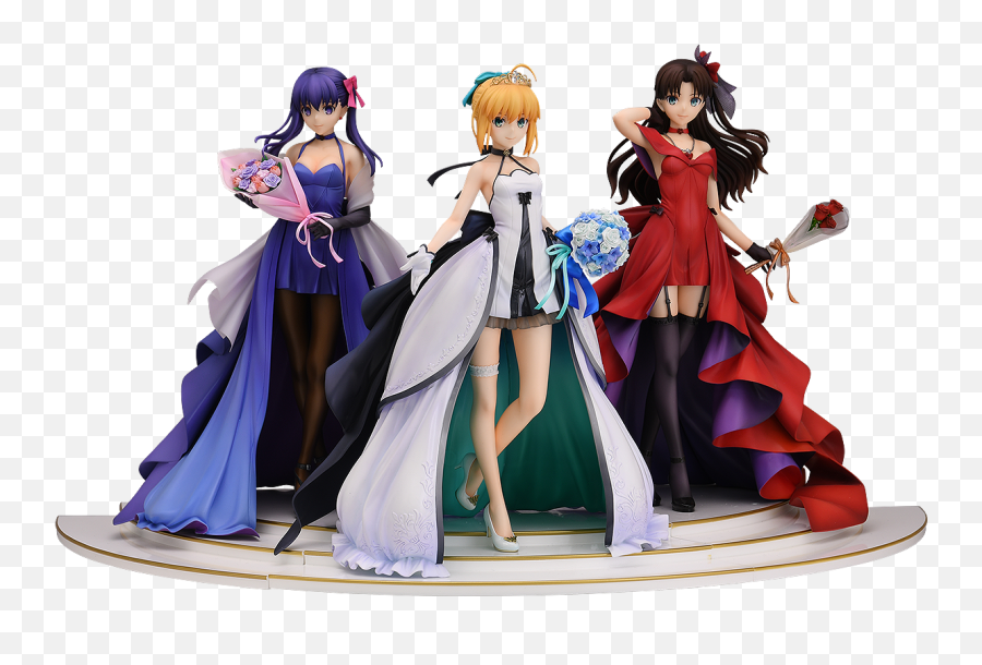 Saber Rin Tohsaka And Sakura Matou 15th Celebration Dress - Fate Stay Night 15th Anniversary Figure Png,Fate Stay Night Logo