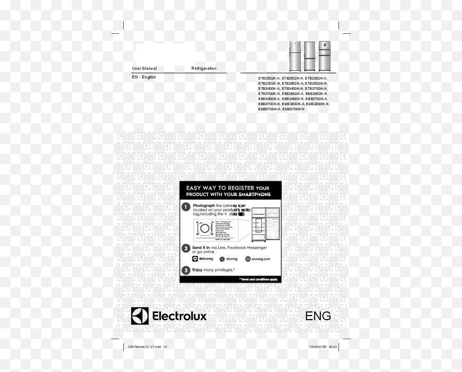 Electrolux Ebb3700h - H Refrigerator User Manual Manuals Vertical Png,Electrolux Icon Fridge Freezer