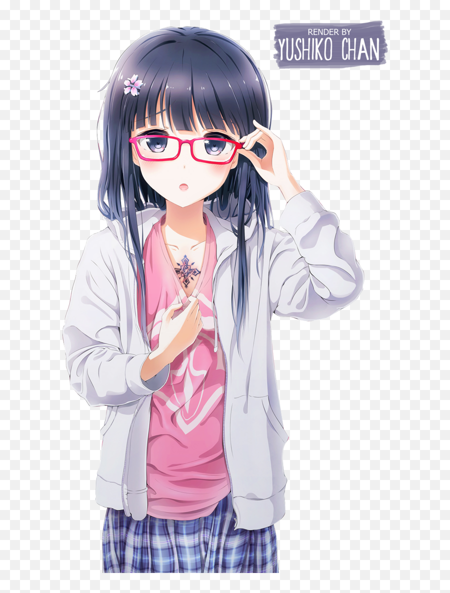 Cute Girl With Glasses Anime Stars - Cute Girl Anime Png,Anime Glasses Png
