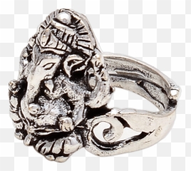 Beautiful Silver Color Ring With Die Cast Of Hindu God Ganesha - Ring Png,Life Ring Png