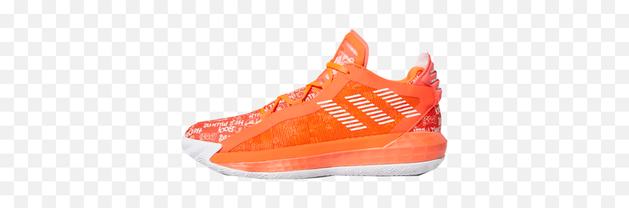 Damian Lillard Orange Basketball Shoes - Dame 6 Solar Red Png,Damian Lillard Png