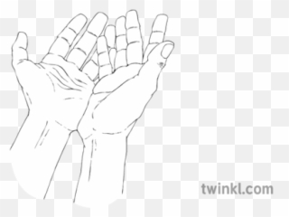 Prayer Praying Hands Black White Illustration - Twinkl Sketch png