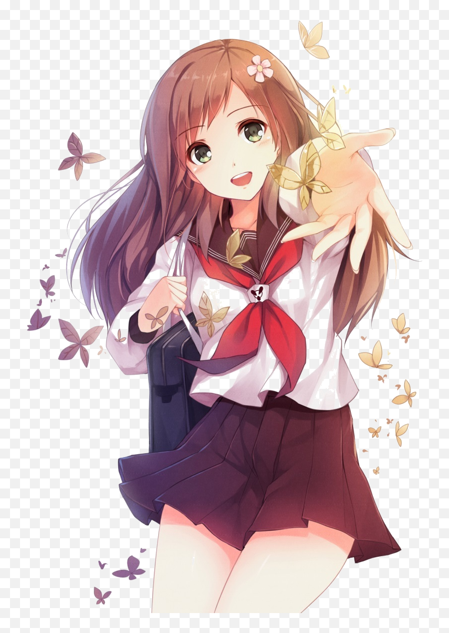 Cute Anime High School Girl - Anime Girl School Uniform Png,Cute Anime Girl  Transparent - free transparent png images 