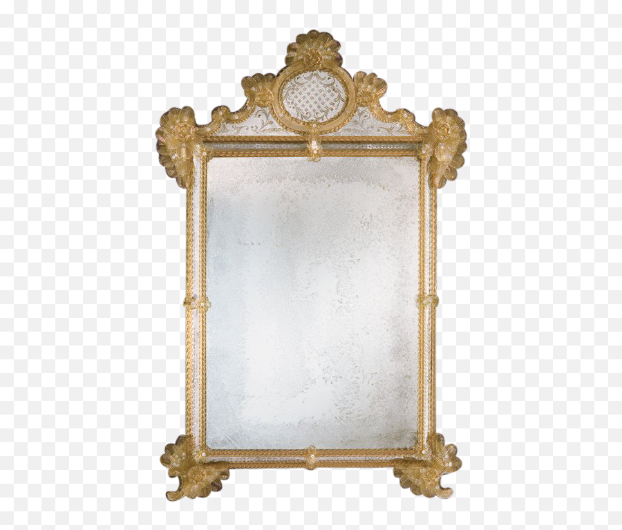 Murano Venetian Pier Mirror With Gold Border - Crowned Top Png,Gold Border Transparent