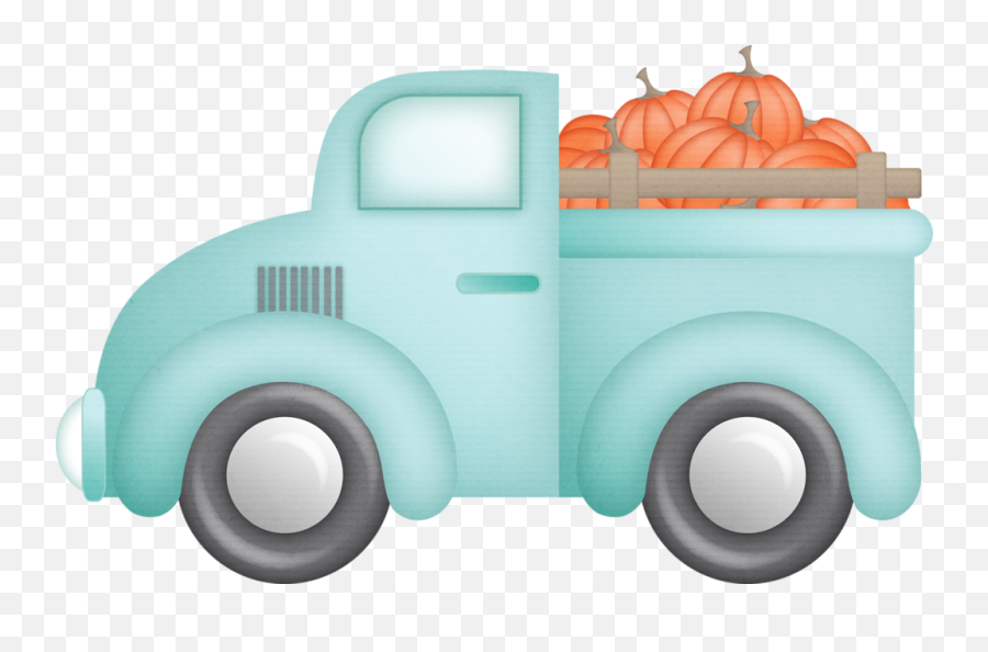 Download Autumn Love - Truck And Pumpkin Clipart Png Image Blue Truck