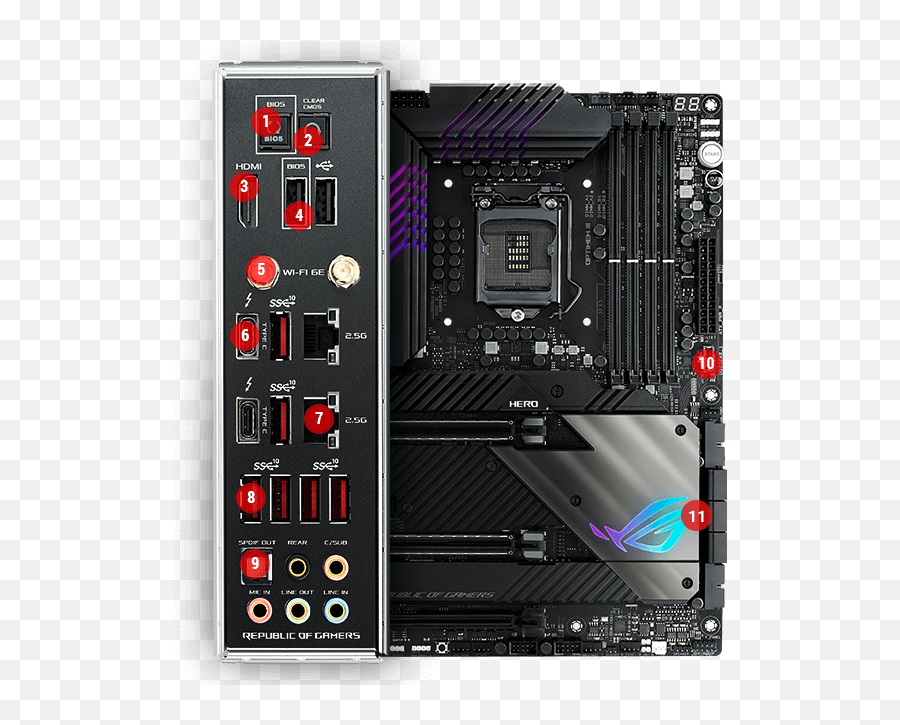 Asus Rog Maximus Xiii Hero Wifi 6e Z590 Lga 1200 Intel 11th10th Gen Atx Gaming Motherboard Pcie 40 142 Power Stages Ddr4 5333 Dual 25gb - Rog Maximus 13 Hero Png,Color Icon™ Rainbow Highlighter