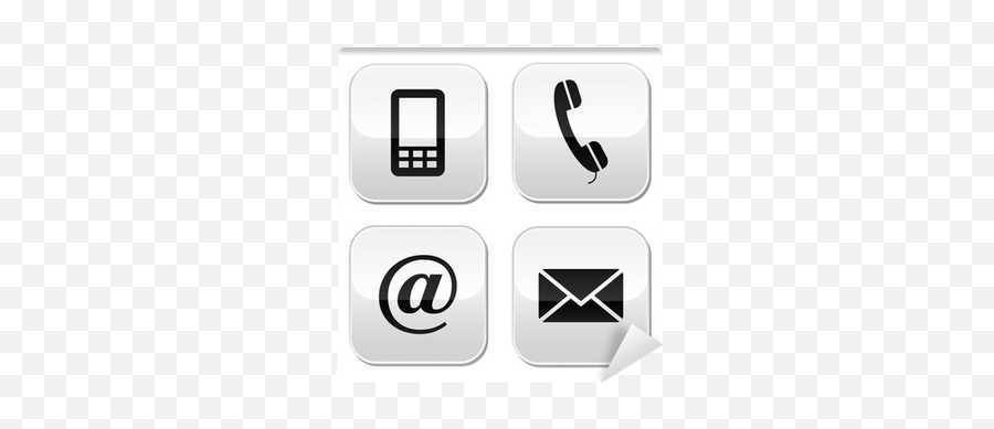 Wall Mural Contact Buttons Set - Email Envelope Phone Png,Email Envelope Icon Vector
