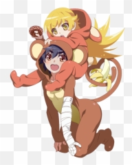 Transparent Two Anime Girls Lewd - Monogatari Monkey png