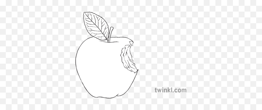 Apple With Bite Mark Black And White - Black And White Apple Core Png,Bite Mark Png