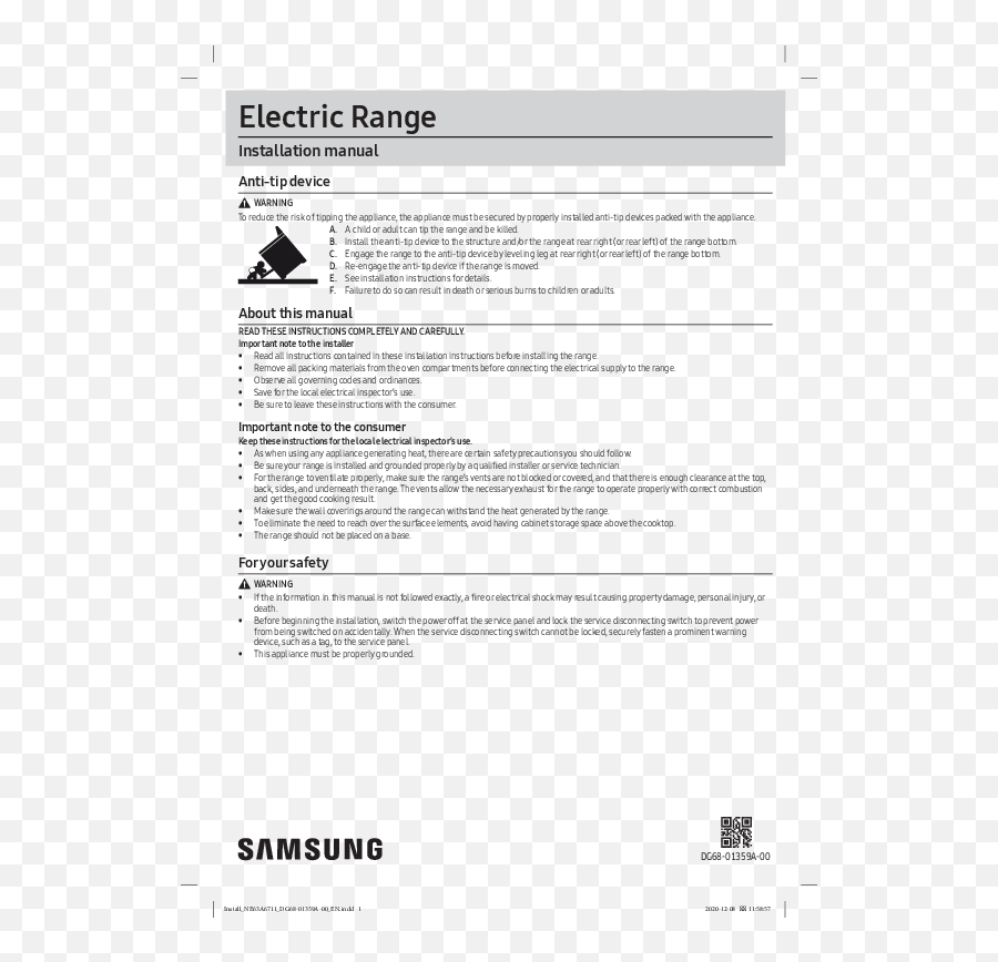 Samsung Ne63a6711ss Smart Freestanding Electric Range - Document Png,Samsung Wrench Icon