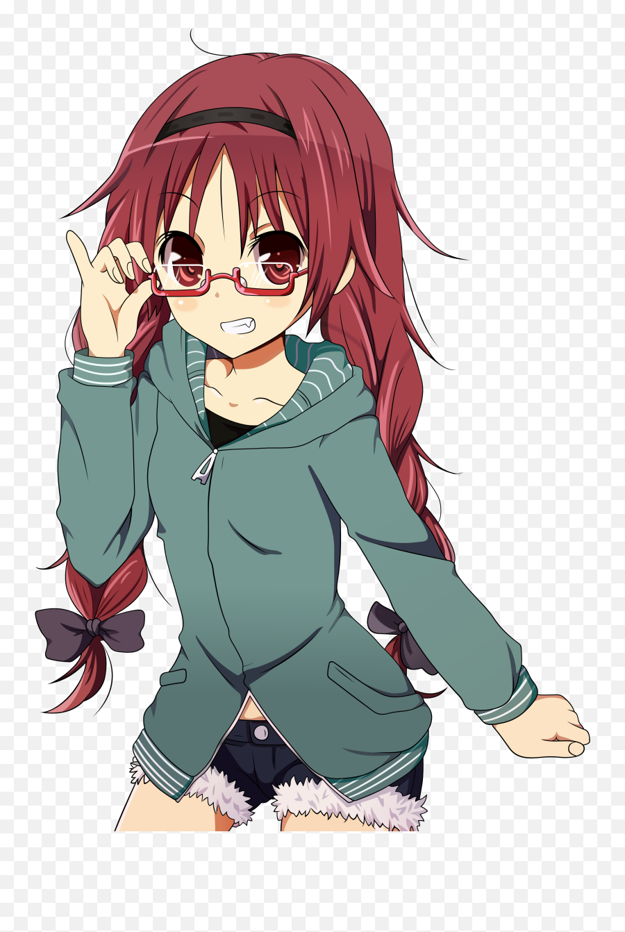 Red Haired Anime Girl - Red Haired Anime Girl Png,Anime Glasses Png