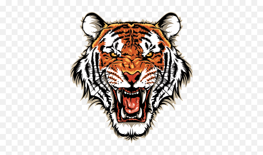 Printed Vinyl Angry Tiger Head - Scary Tiger Face Clipart Png,Tiger Head Png