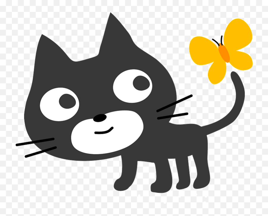 Cartoon Cat With Butterfly Clipart Png