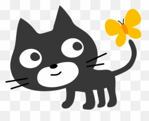 Cartoon Cat With Butterfly Clipart Png