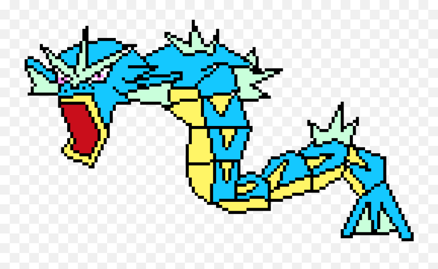 Gyarados - Gyarados Pixel Art Grid Png,Gyarados Png - free transparent ...