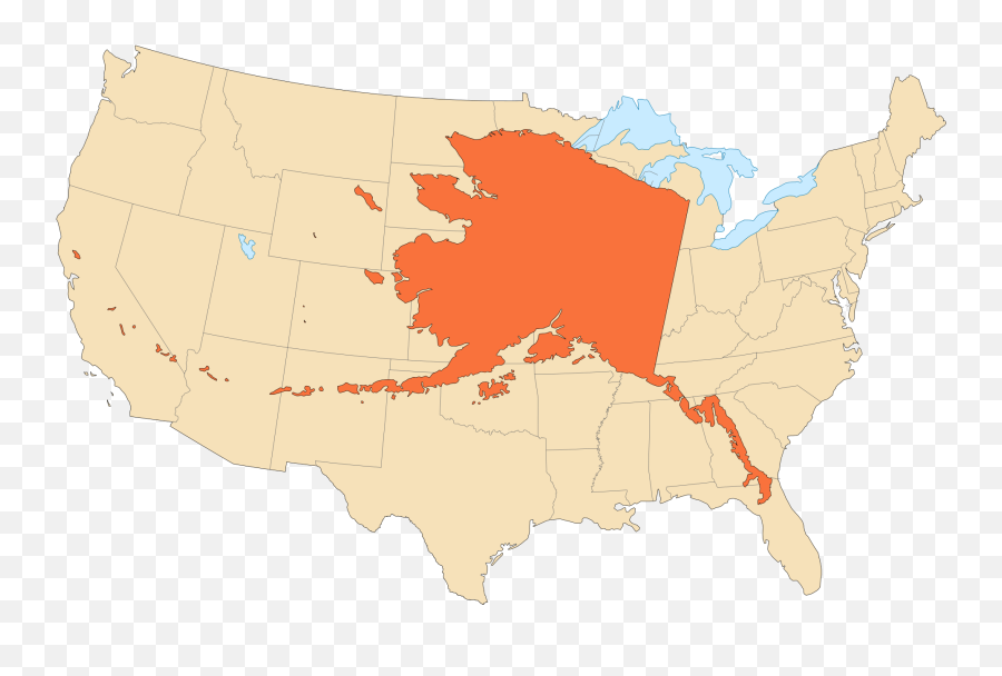 Alaska Area Compared To Conterminous Us U2022 Mapsofnet - Alaska Compared To Us Png,Us Map Png