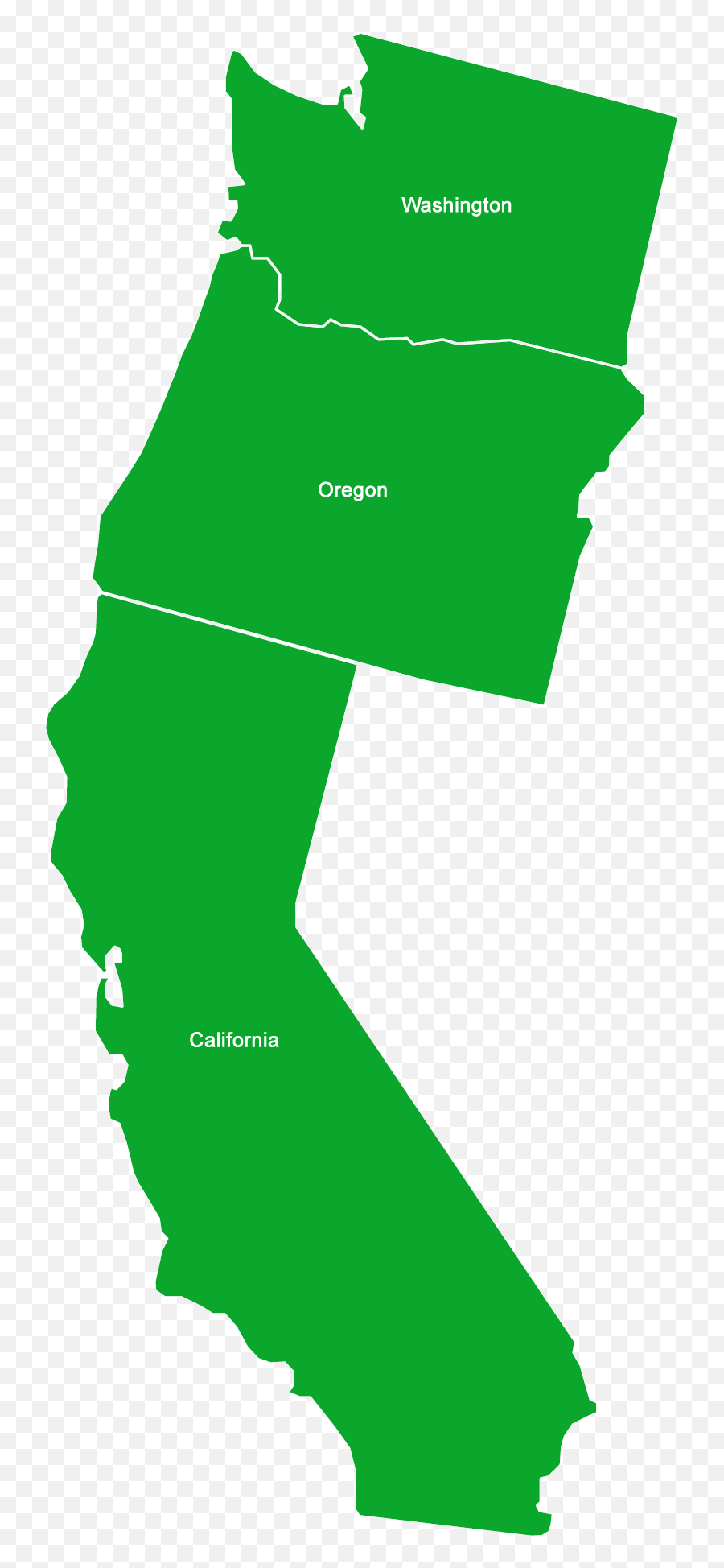 California Washington Oregon Idaho Jefferson - California California Oregon And Washington Png,California Map Png