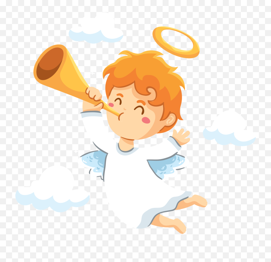 Angel Bringing Good News Christmas Wall Sticker - Desenho Anjo Com Trombeta Png,Christmas Nativity Icon