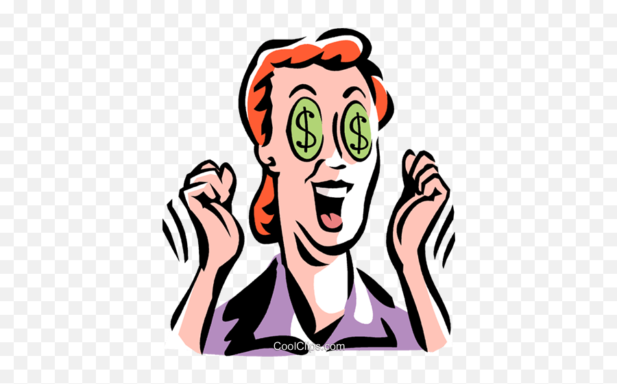 Woman With Dollar Sign Eyes Royalty Free Vector Clip Art - Dollar Sign Eyes Png,Dollar Sign Transparent Png