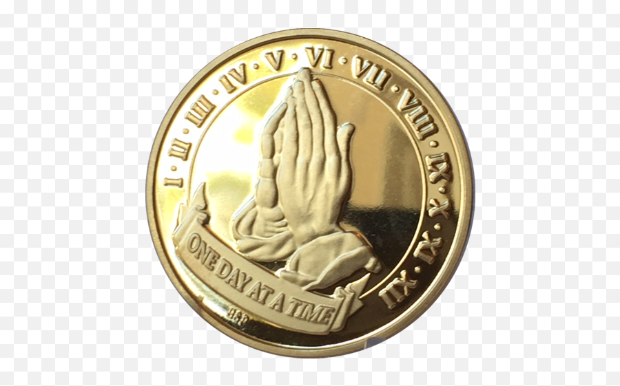 Praying Hands One Day - 12 Prayer Hand Coin Gold Png,Prayer Hands Png