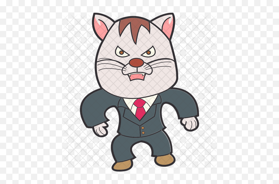 Angry Business Cat Icon Of Sticker - Cartoon Png,Angry Cat Png