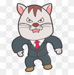 Angry Business Cat Icon Of Sticker - Cartoon Png,Angry Cat Png