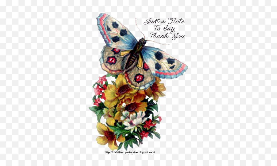 Christian Clip Art Review Just A Little Note To Say Thank - Happy Birthday Vintage Flowers Butterfly Png,Thank You Transparent Background