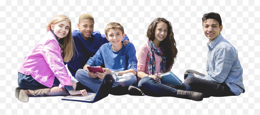 Download Group Of Middle School Kids With Books - Girl Middle School Student Png,School Kids Png