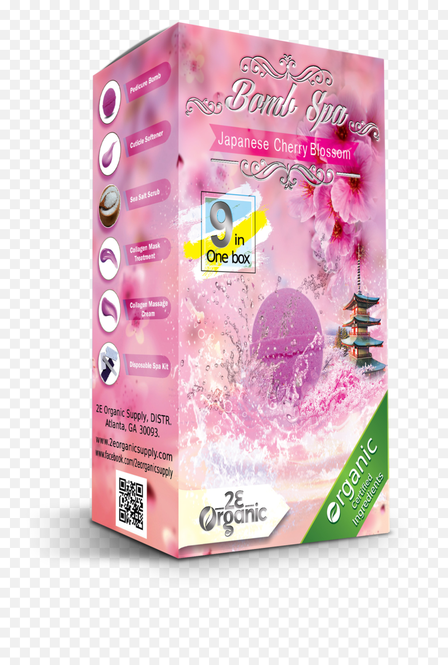 2e Organic 9 In 1 Bomb Spa Japanese Cherry Blossom Single - Packaging And Labeling Png,Japanese Cherry Blossom Png